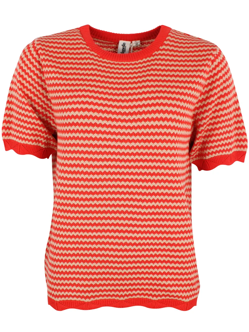 Danelounge Pearl Knit Boxy Sweater Summer Red/Nougat