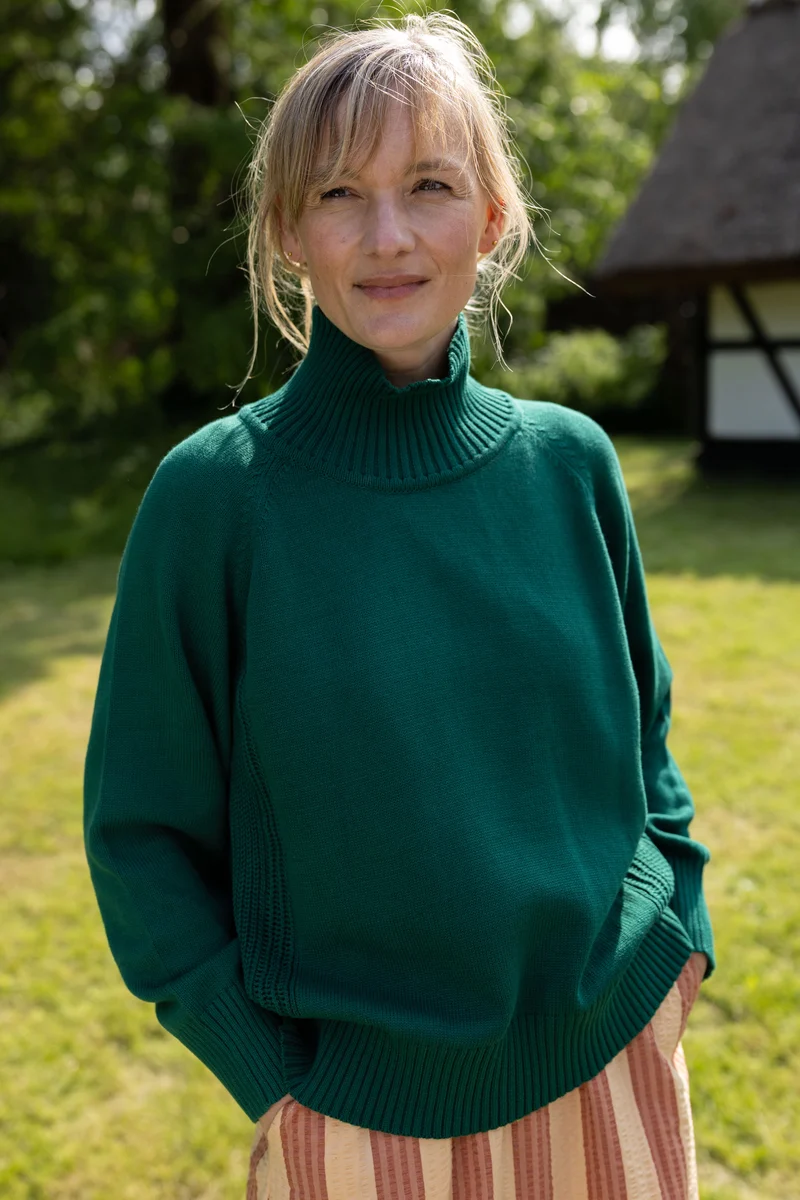 Danenorma Highneck Cotton Sweater Dark Green