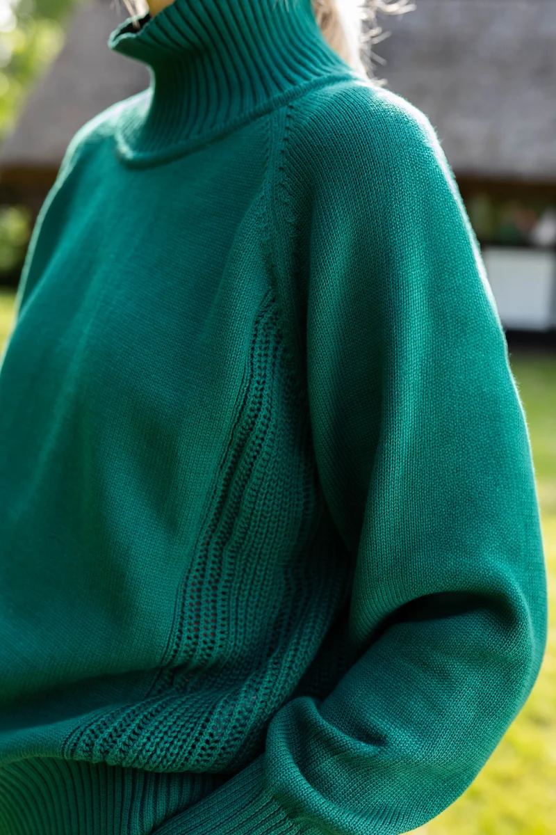 Danenorma Highneck Cotton Sweater Dark Green