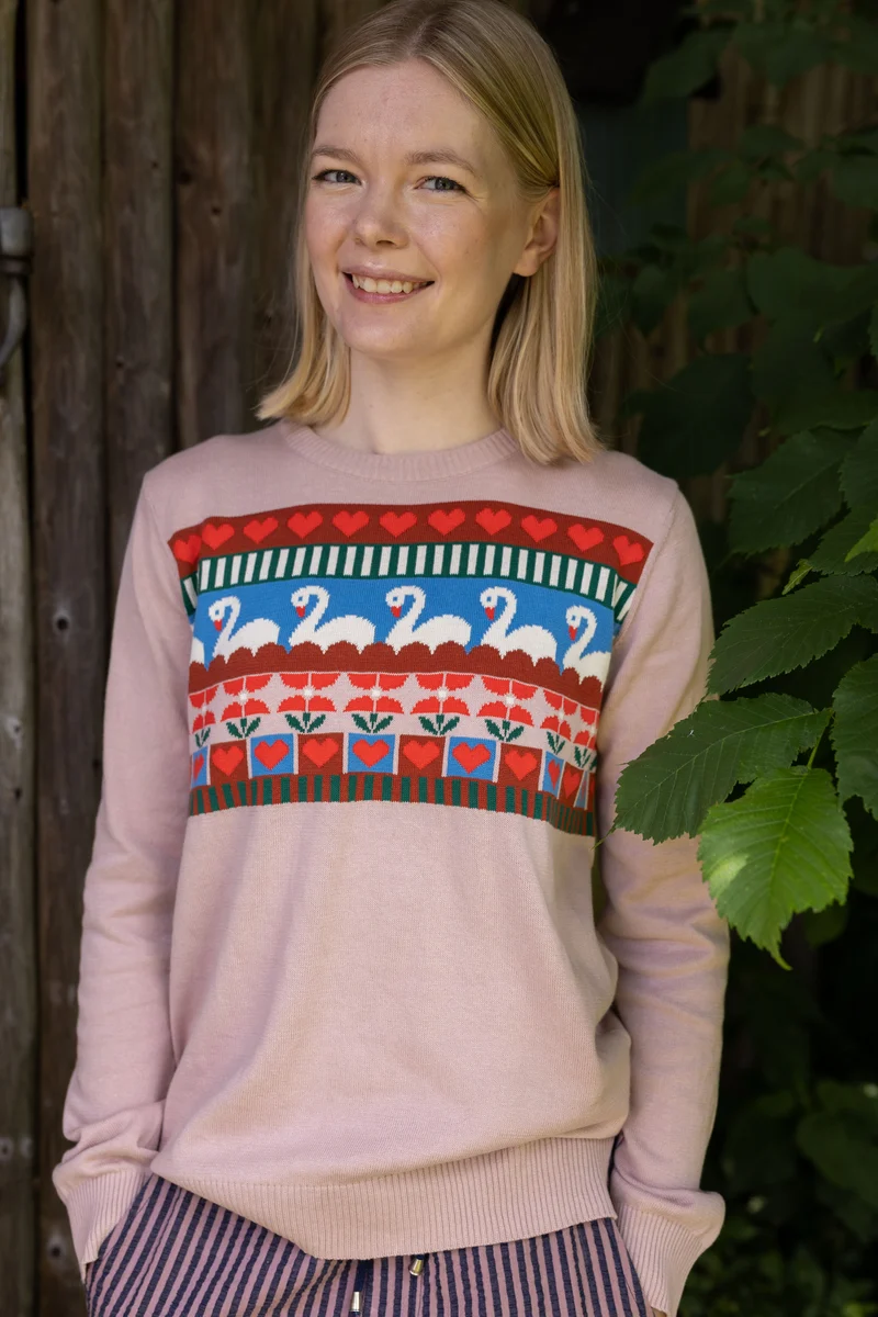 Danepearly Jaquard Cotton Sweater Quail SWAN