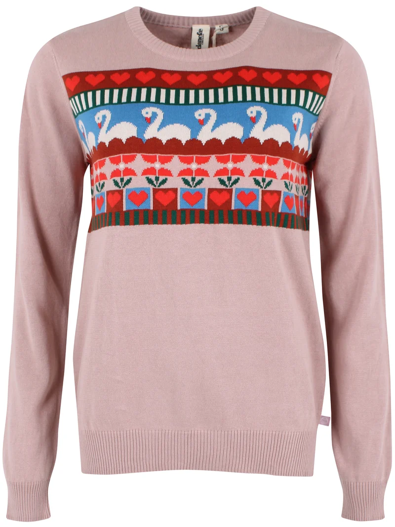 Danepearly Jaquard Cotton Sweater Quail SWAN