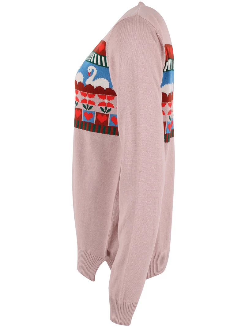 Danepearly Jaquard Cotton Sweater Quail SWAN