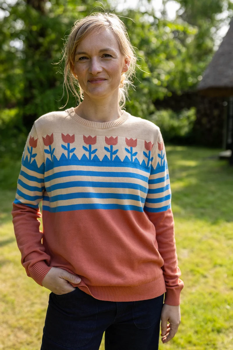 Danepearly Jaquard Cotton Sweater Aragon TULIP