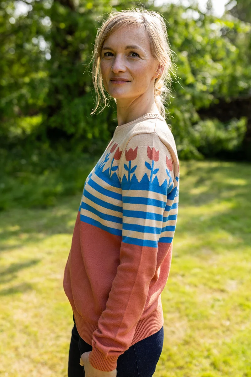 Danepearly Jaquard Cotton Sweater Aragon TULIP