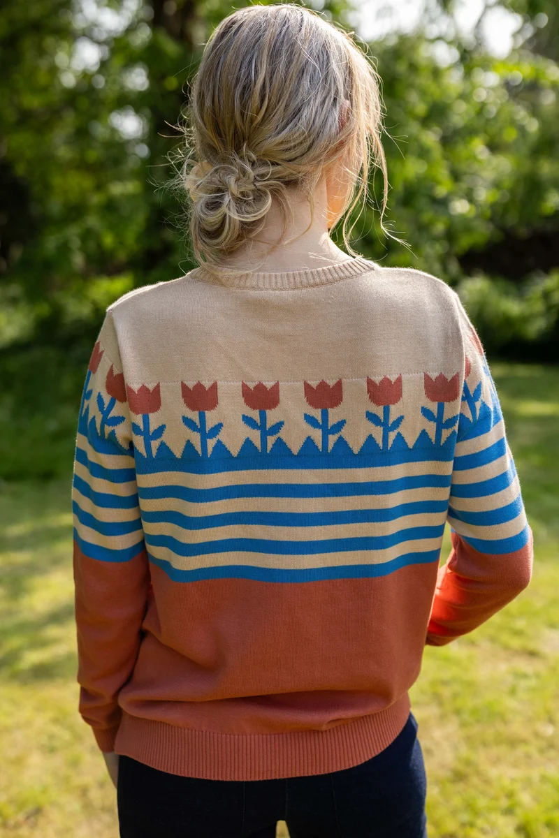 Danepearly Jaquard Cotton Sweater Aragon TULIP