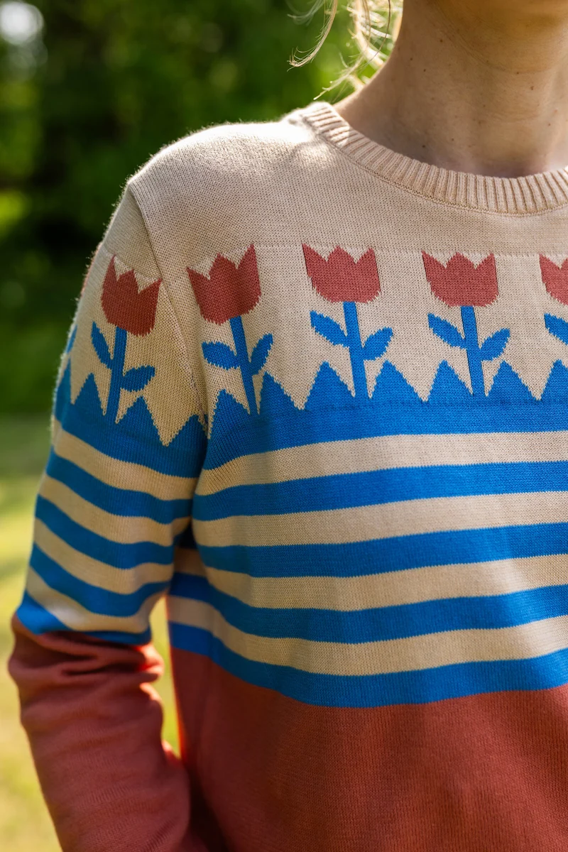 Danepearly Jaquard Cotton Sweater Aragon TULIP
