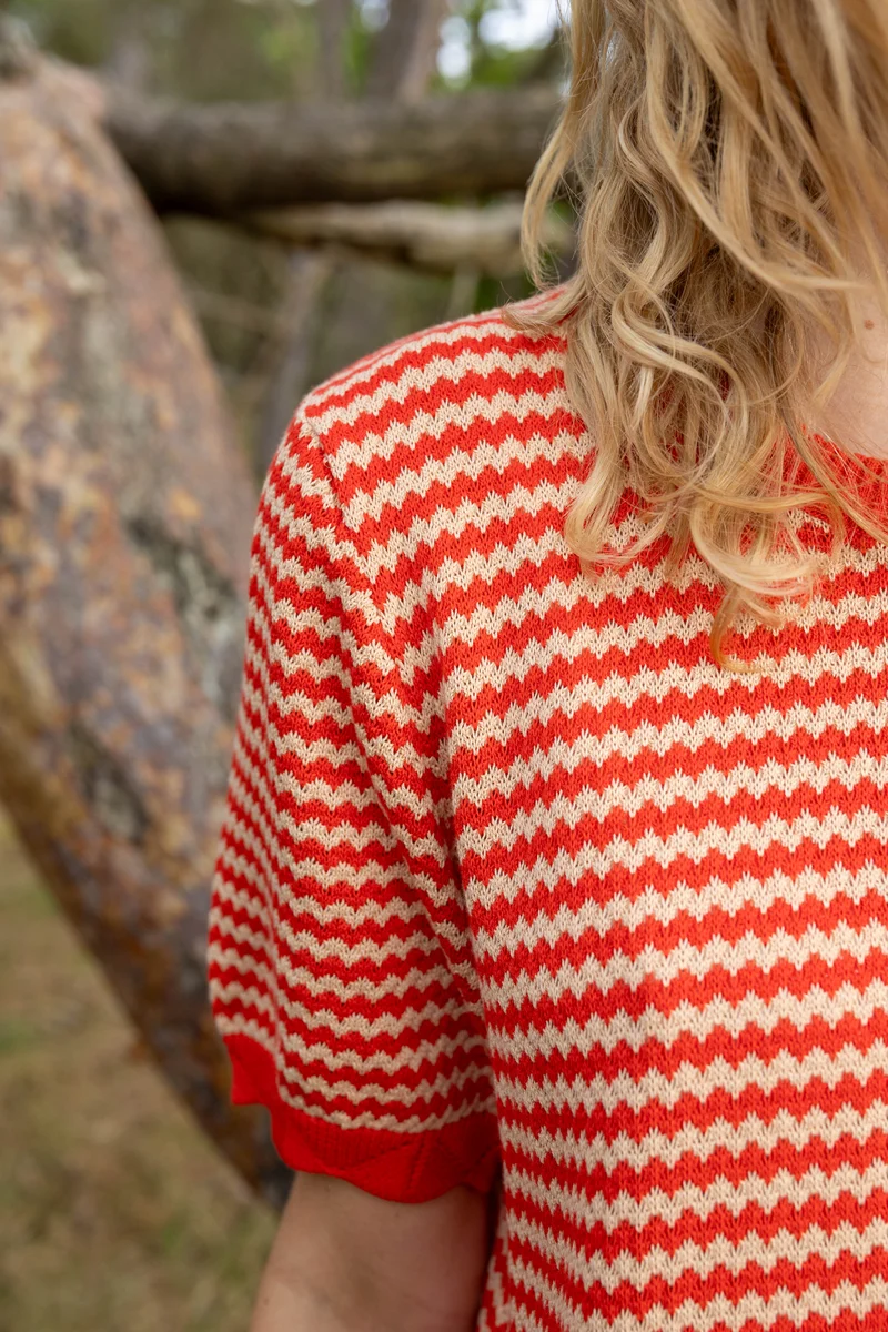 Danesangria Pearl Knit Sweater Dress Summer Red/Nougat
