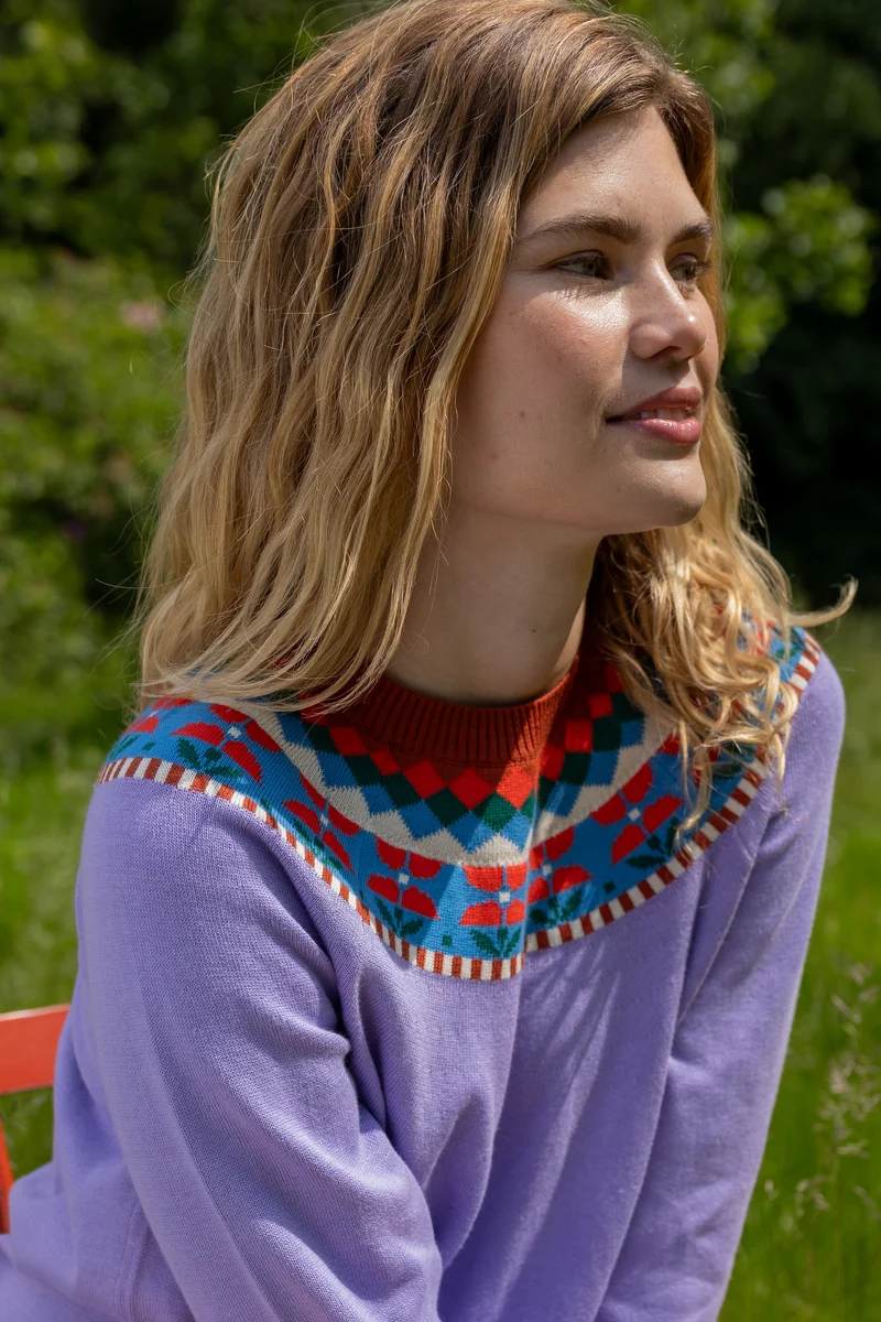 Daneshine Cotton Sweater Light Lilac