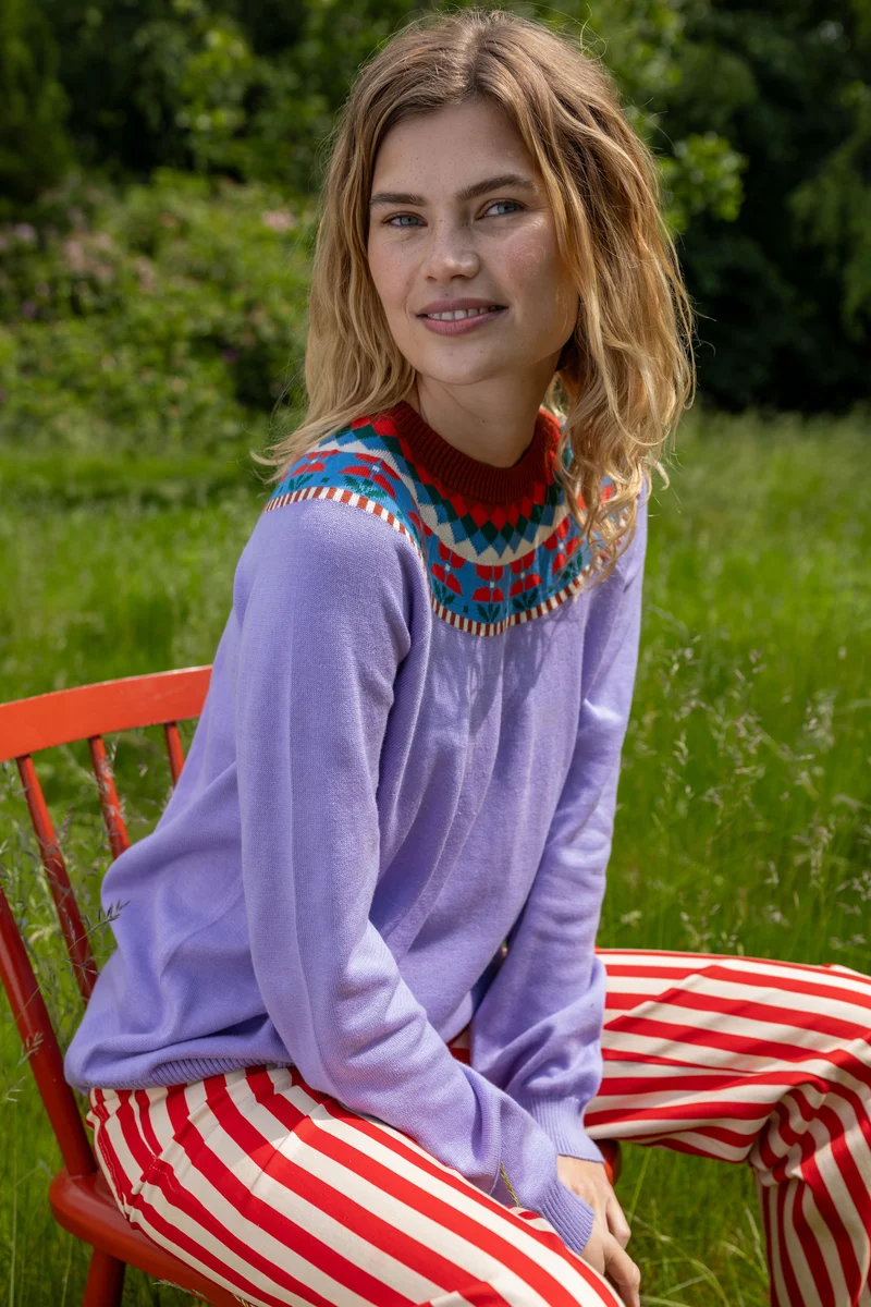 Daneshine Cotton Sweater Light Lilac