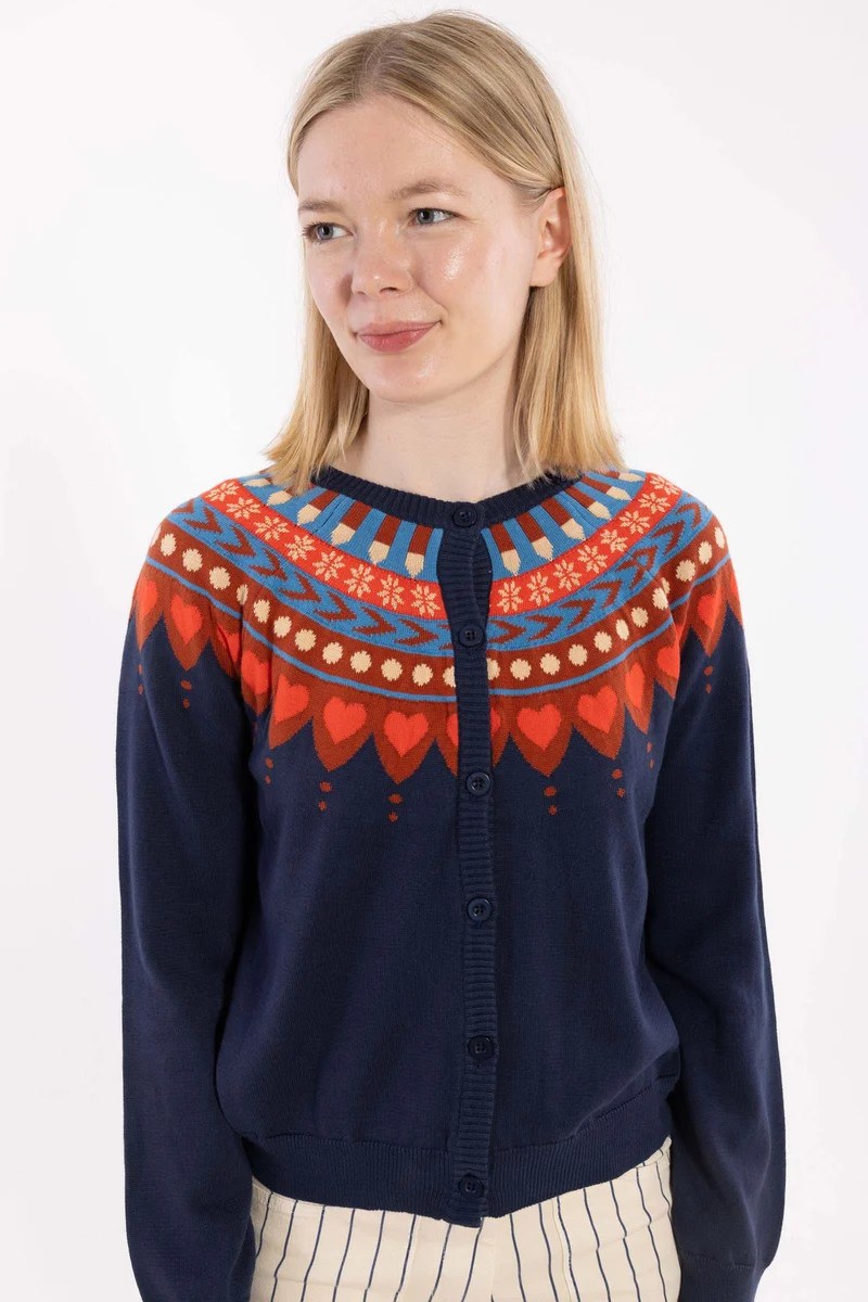 Danesweetheart Cotton Cardigan Dark Navy MULTI