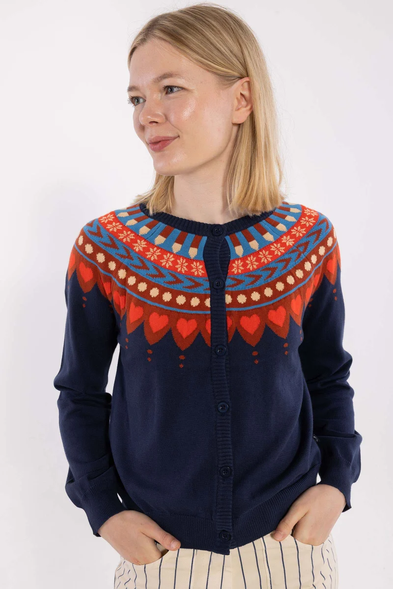 Danesweetheart Cotton Cardigan Dark Navy MULTI