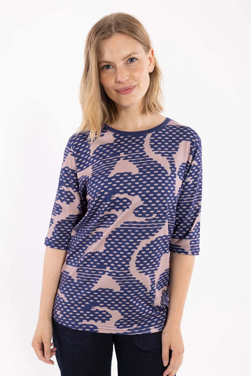 Danemanna Modal Tee Quail/Dark Blue HALFTONE