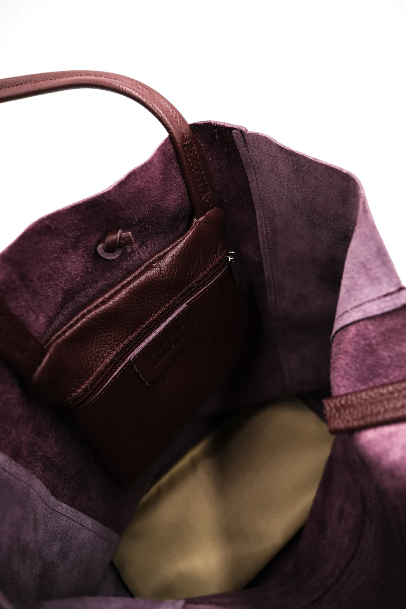 ESS - DaneHolstein Leather Tote Bag Red Wine