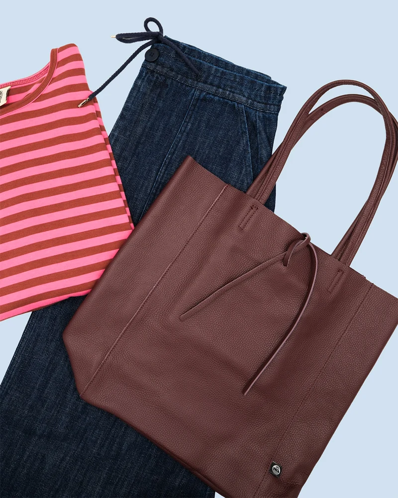 ESS - DaneHolstein Leather Tote Bag Red Wine