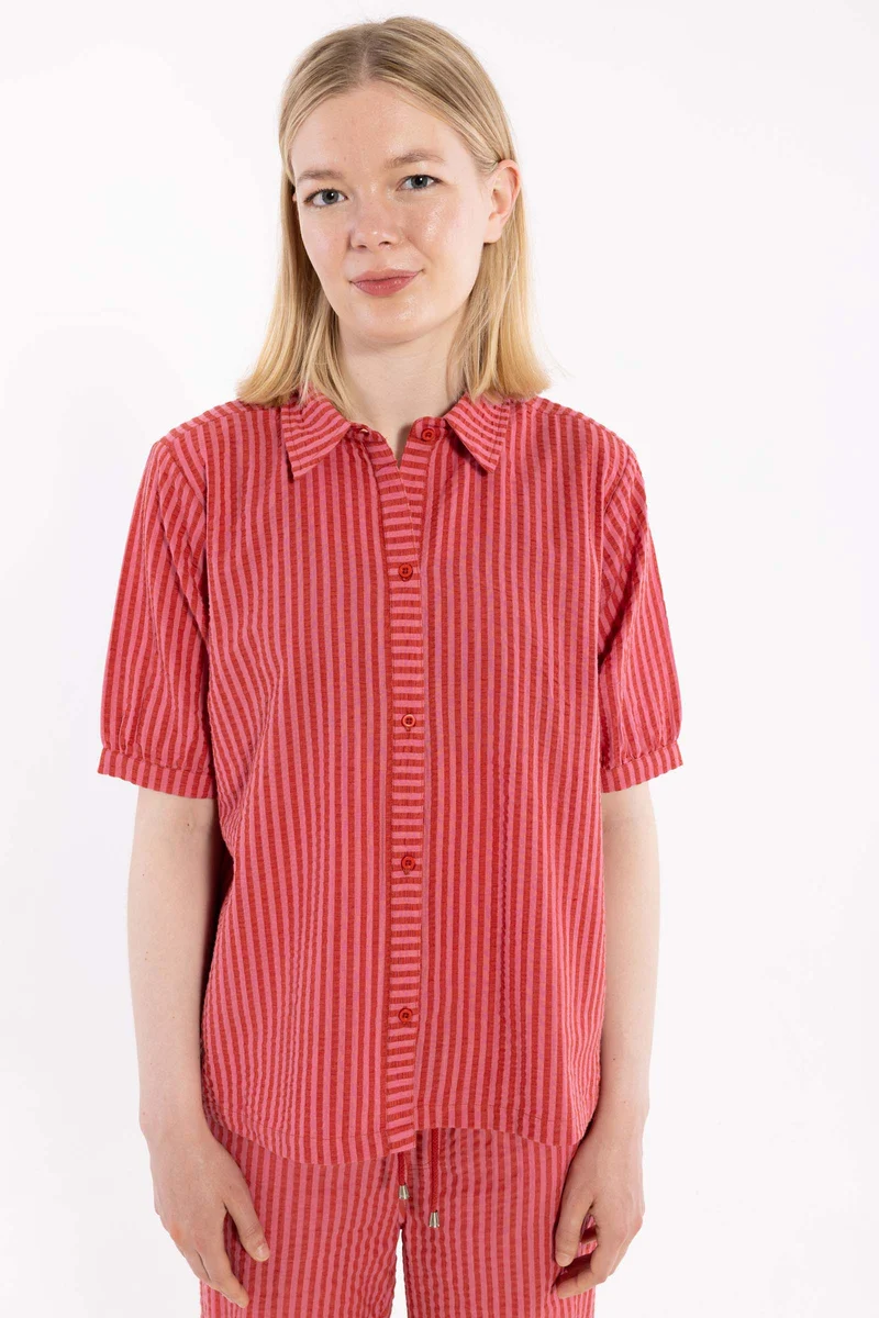 Danesyren Seersucker Shirt Chili/Soft Cherry