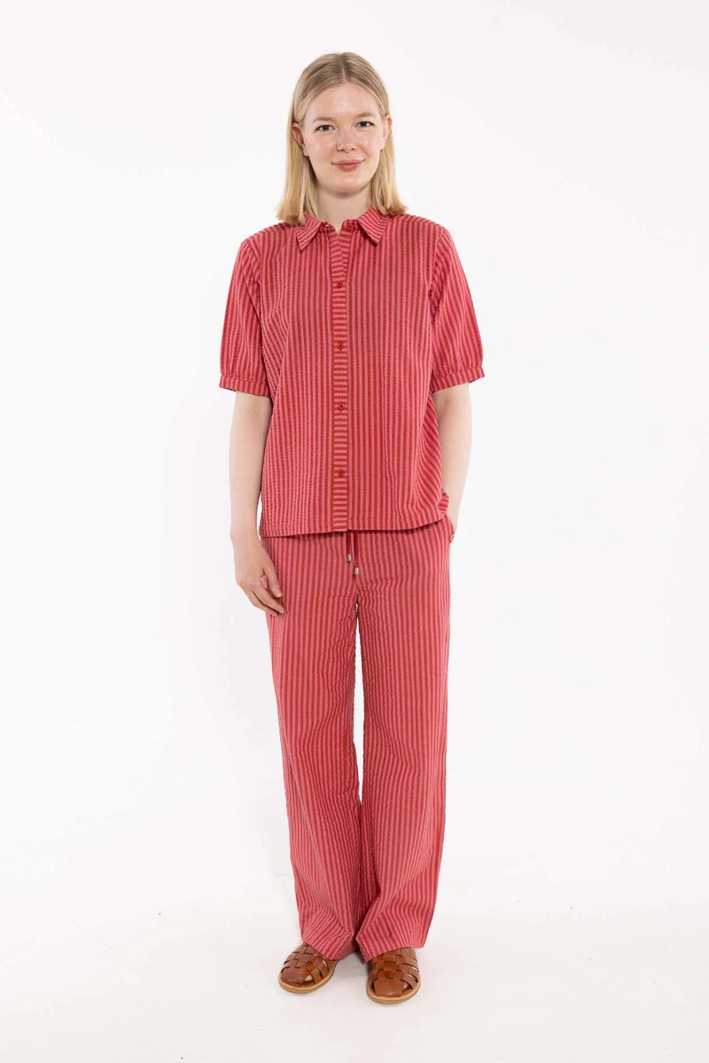 Danenynne Seersucker Pants Chili/Soft Cherry