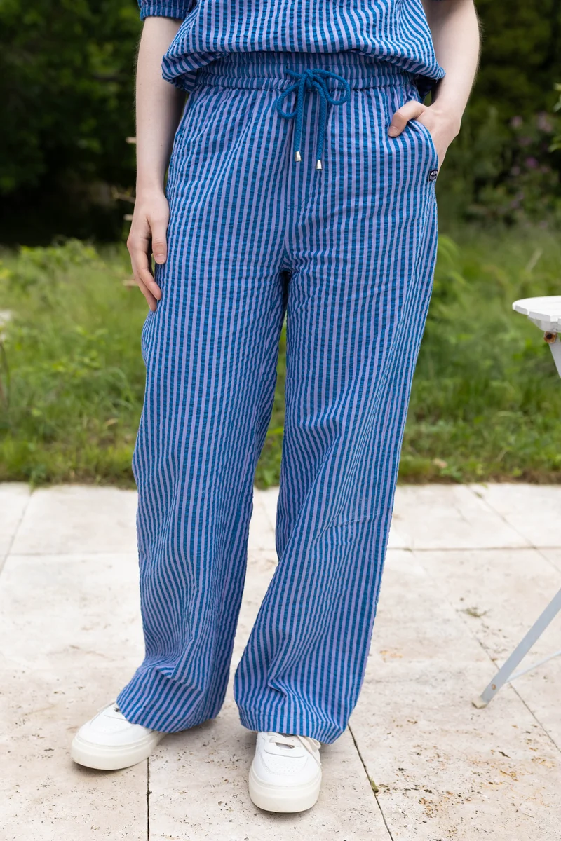 Danenynne Seersucker Pants Warm Blue/Light Lilac