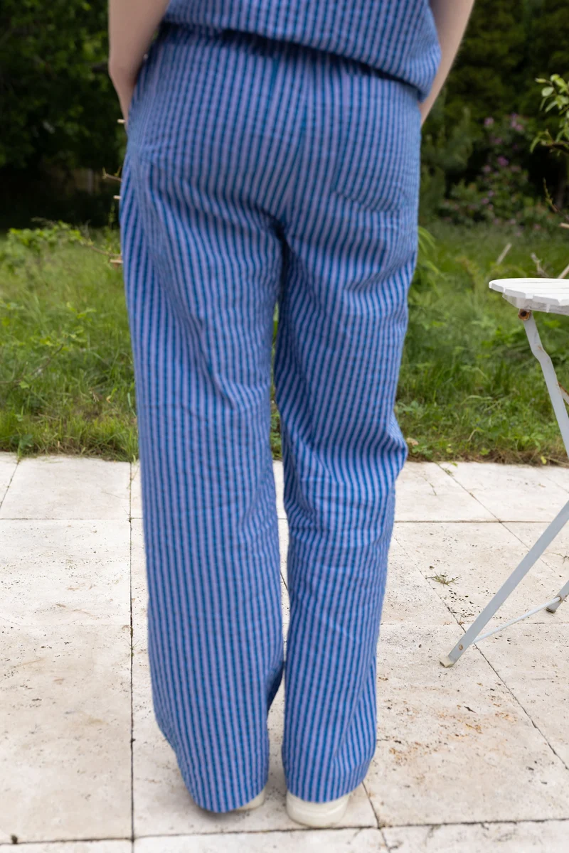 Danenynne Seersucker Pants Warm Blue/Light Lilac