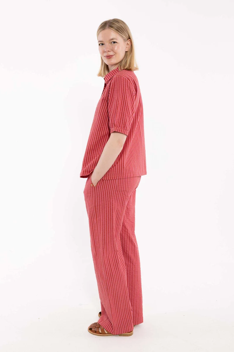 Danenynne Seersucker Pants Chili/Soft Cherry