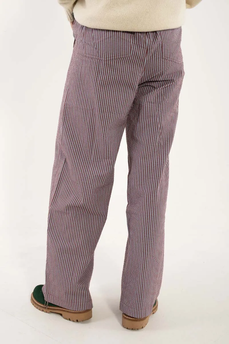 Danenynne Seersucker Pants Dk Brick/Lt Blue