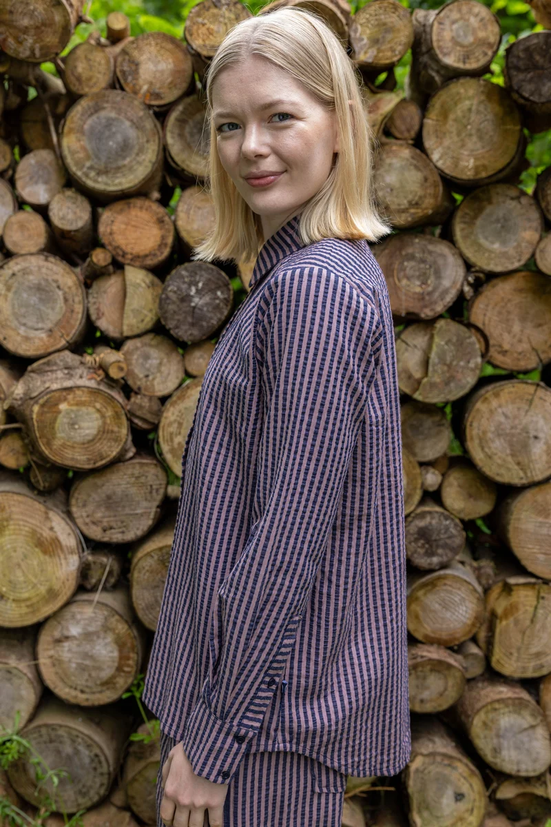 Danerosemary Seersuckeer Shirt Mauve/Dark Navy