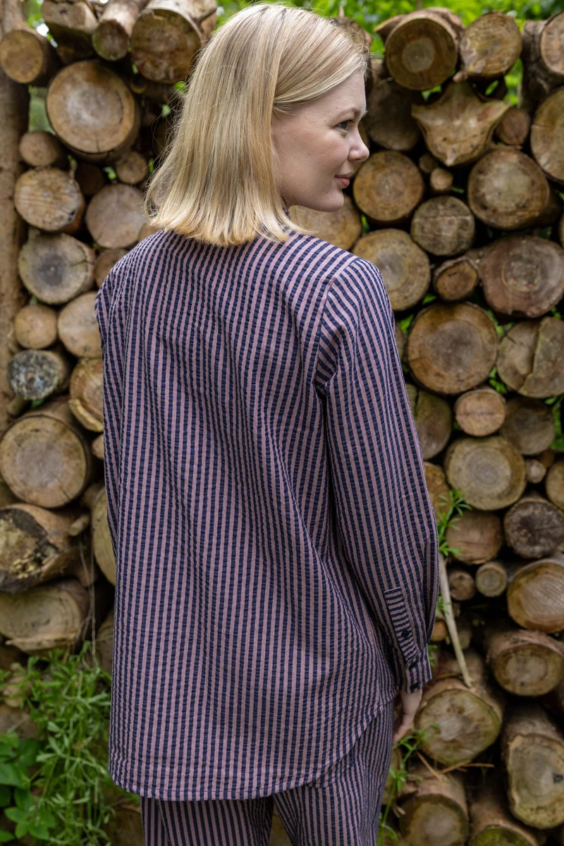 Danerosemary Seersuckeer Shirt Mauve/Dark Navy