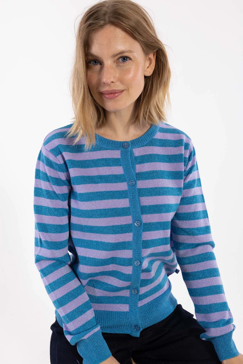 Danesaga Glitter Cardigan Light Lilac/Faded Blue