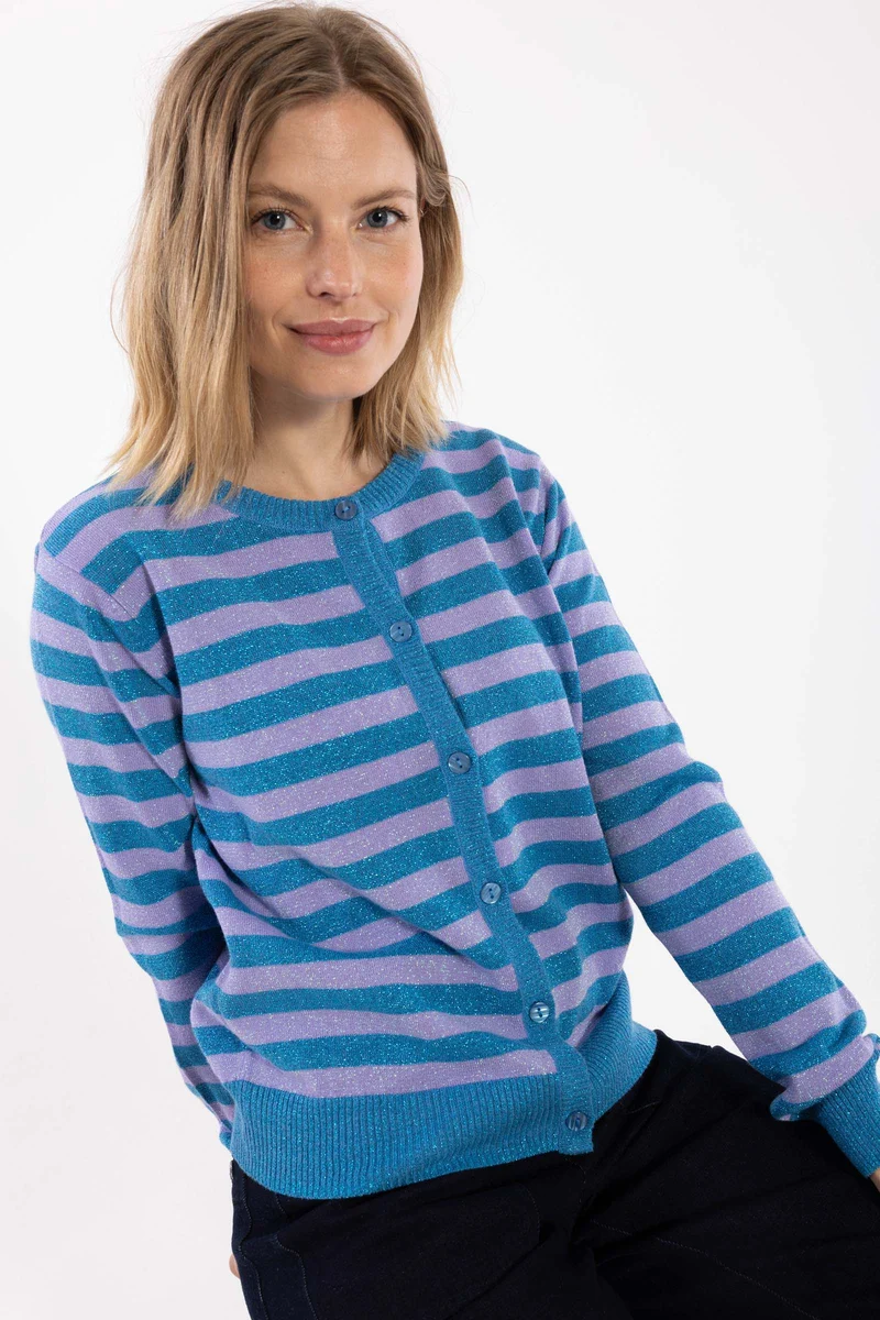 Danesaga Glitter Cardigan Light Lilac/Faded Blue