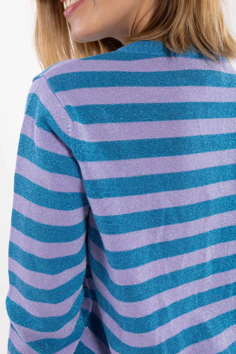 Danesaga Glitter Cardigan Light Lilac/Faded Blue