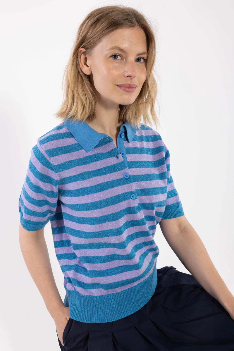 Danesandwich Glitter Sweater Polo Light Lilac/Faded Blue
