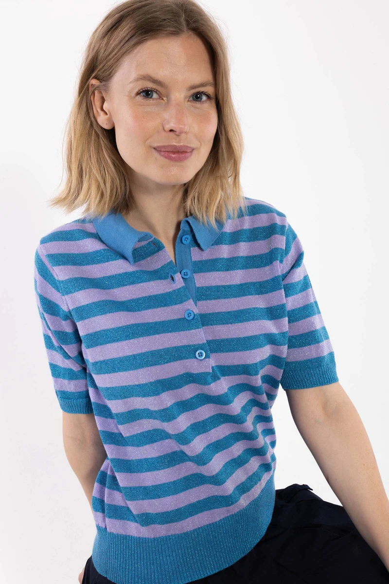 Danesandwich Glitter Sweater Polo Light Lilac/Faded Blue