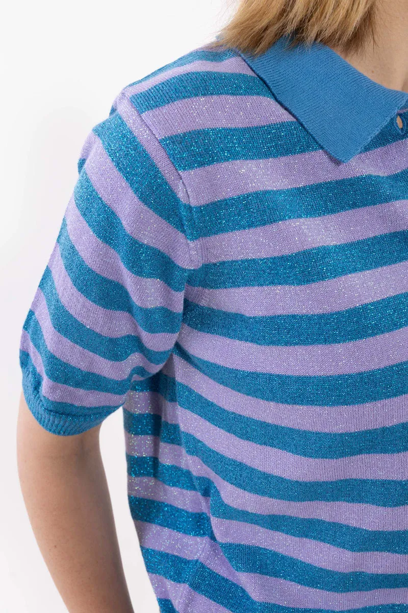 Danesandwich Glitter Sweater Polo Light Lilac/Faded Blue