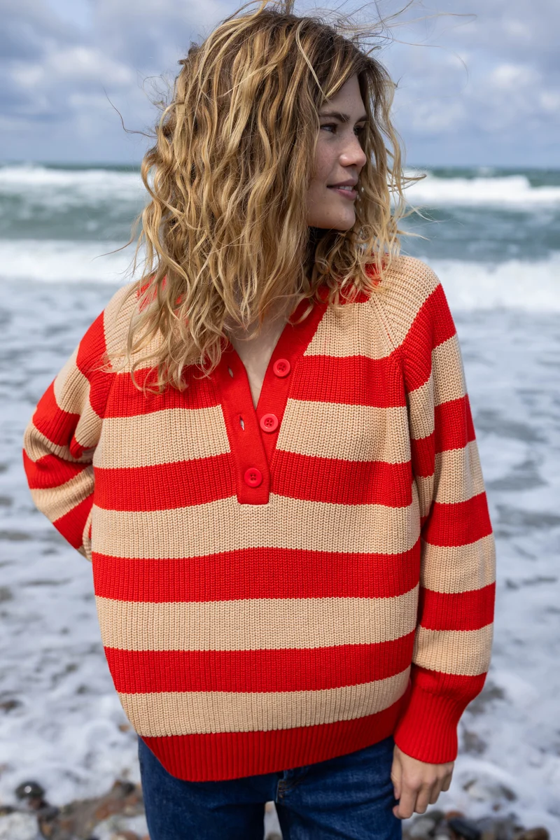 Danediscreet Boxy Knit Sweater Summer Red/Nougat