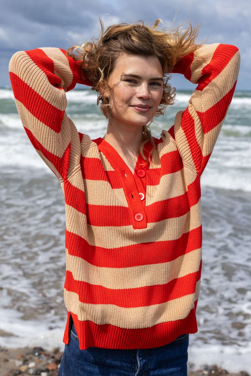 Danediscreet Boxy Knit Sweater Summer Red/Nougat