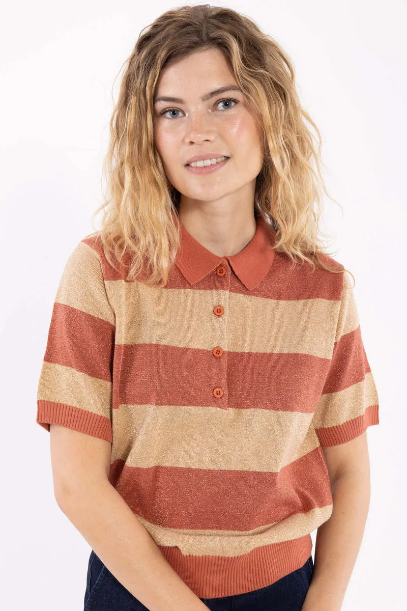 Danesandwich Glitter Sweater Polo Aragon/Nougat