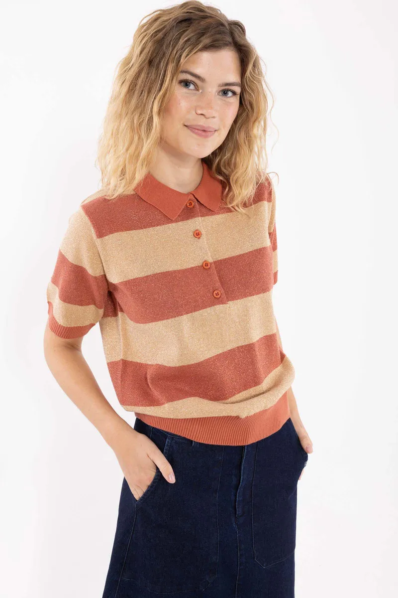 Danesandwich Glitter Sweater Polo Aragon/Nougat