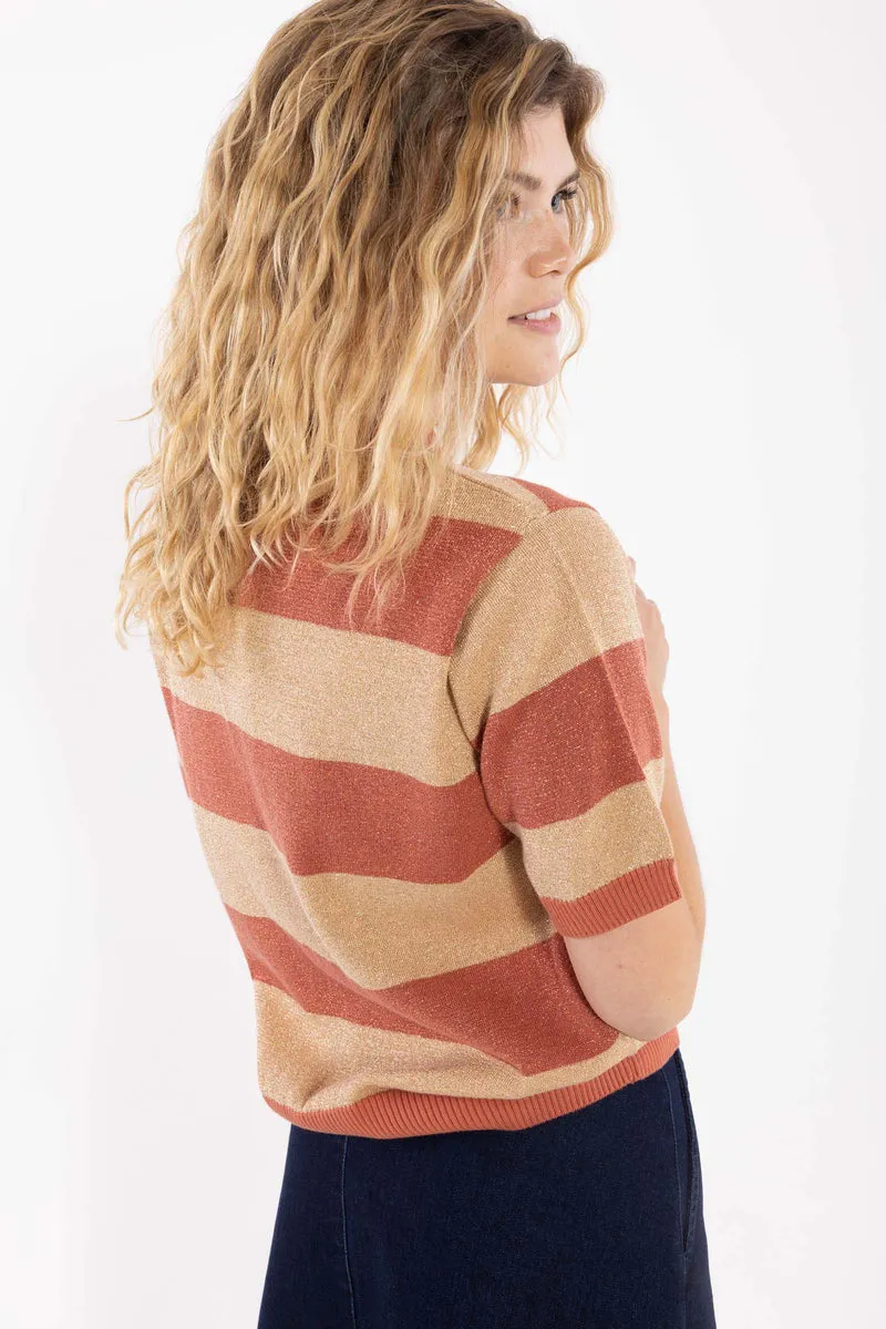 Danesandwich Glitter Sweater Polo Aragon/Nougat