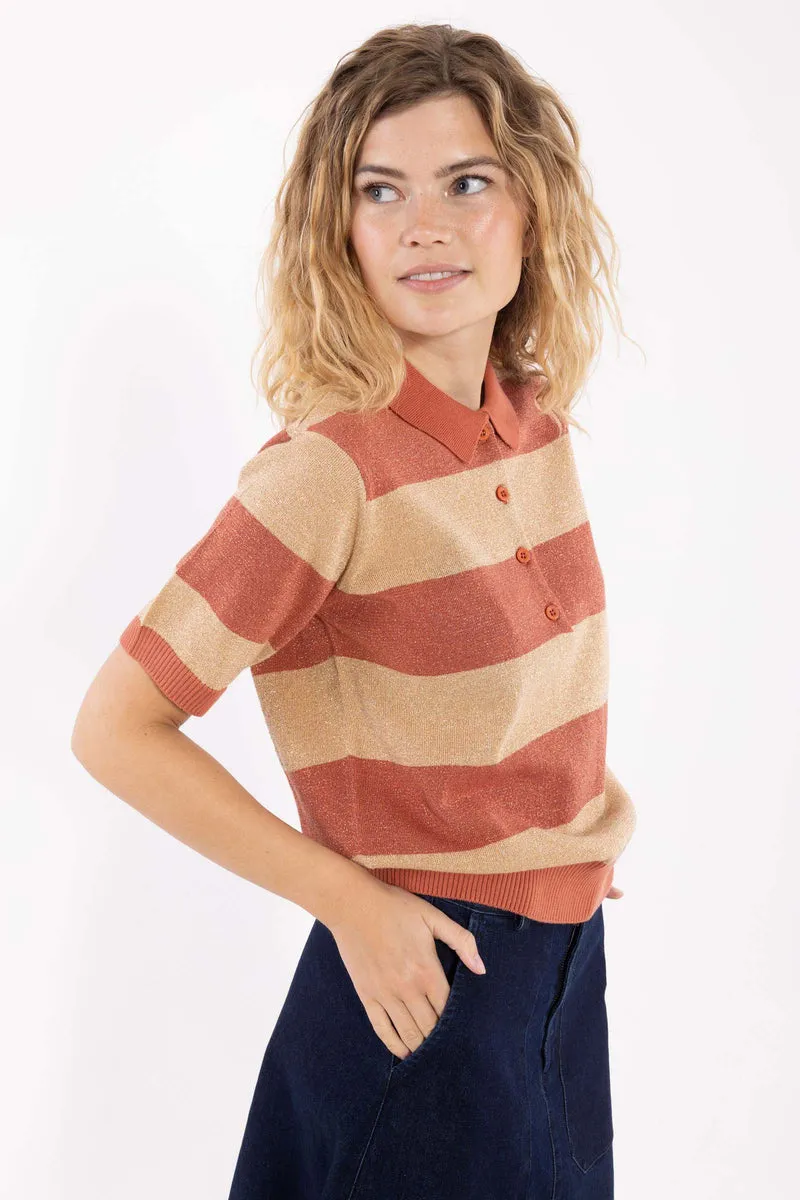 Danesandwich Glitter Sweater Polo Aragon/Nougat