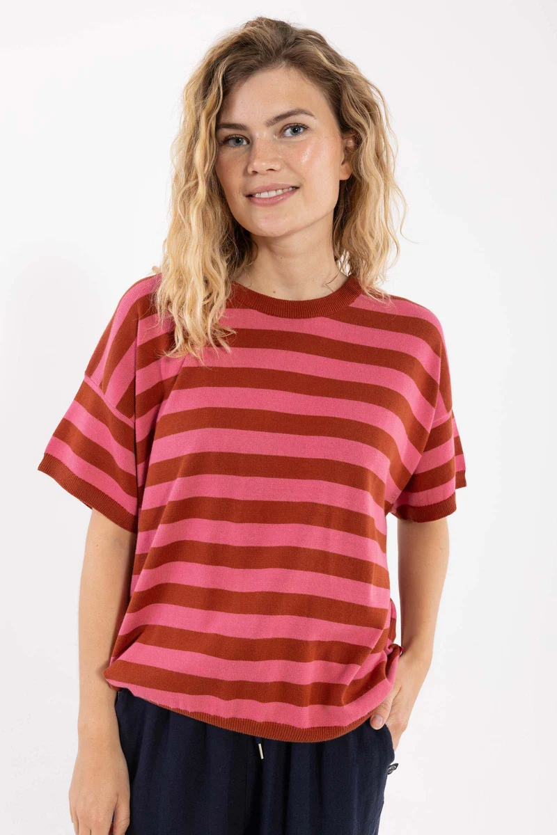 Danepopcorn Cotton Sweater Tee Soft Cherry/Chili