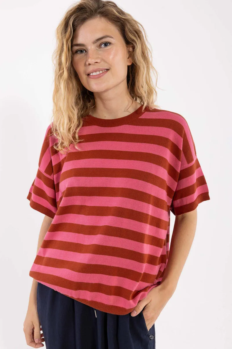 Danepopcorn Cotton Sweater Tee Soft Cherry/Chili