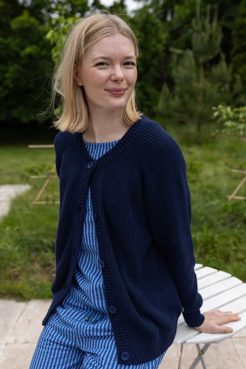 Danechunk Cotton Rib Cardigan Dark Navy