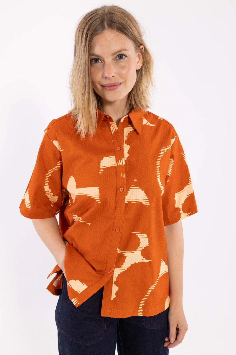 Daneblomme SS Seersucker Shirt Chili/Nougat TROPSTATIC