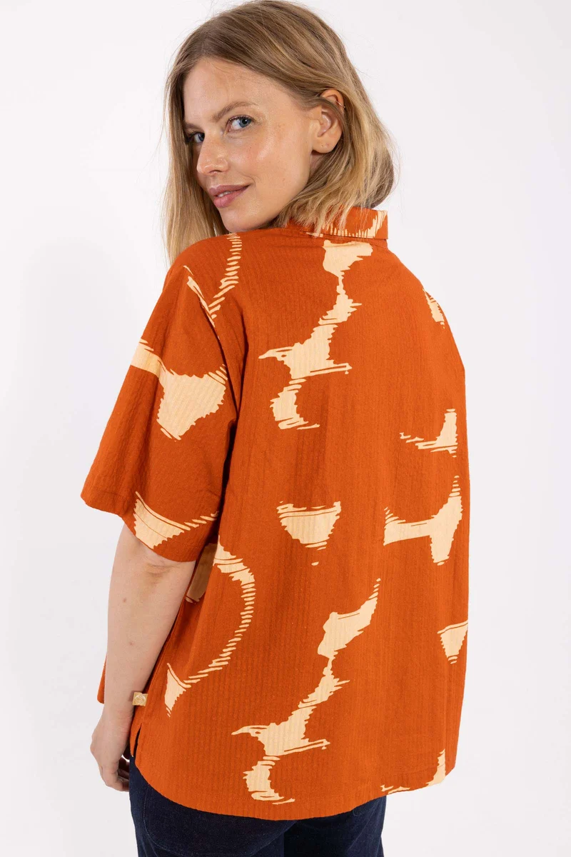 Daneblomme SS Seersucker Shirt Chili/Nougat TROPSTATIC