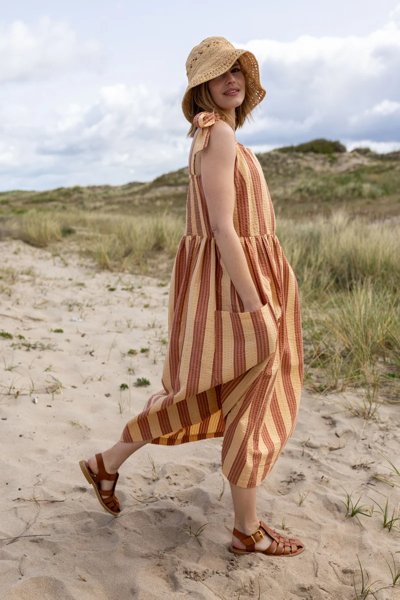 Daneromance Seersucker Dress Aragon/Nougat