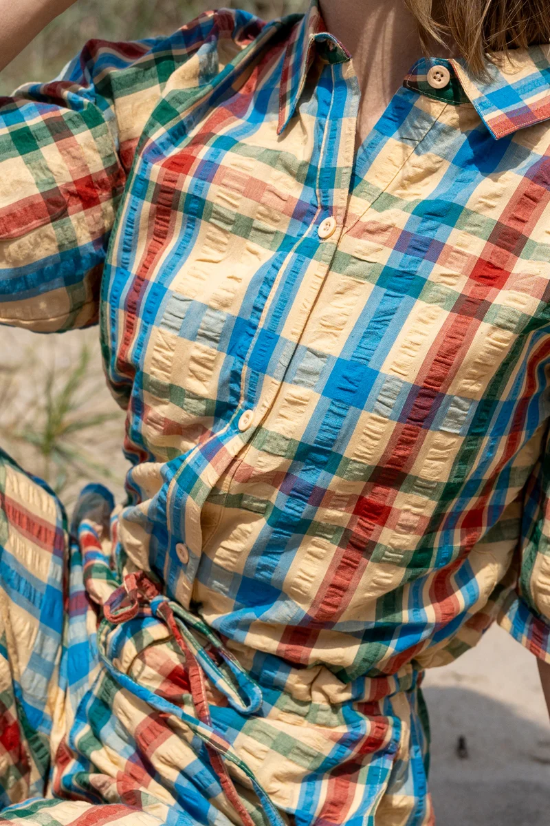 Danefruit Seersucker Suit Nougat CHECK