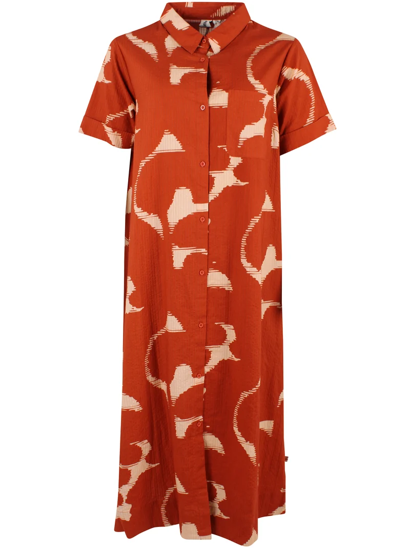 Danapril Seersucker SS Dress Chili/Nougat TROPSTATIC