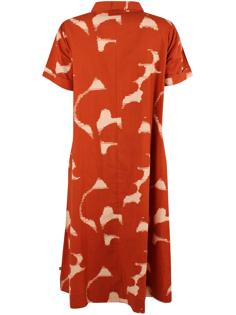 Danapril Seersucker SS Dress Chili/Nougat TROPSTATIC