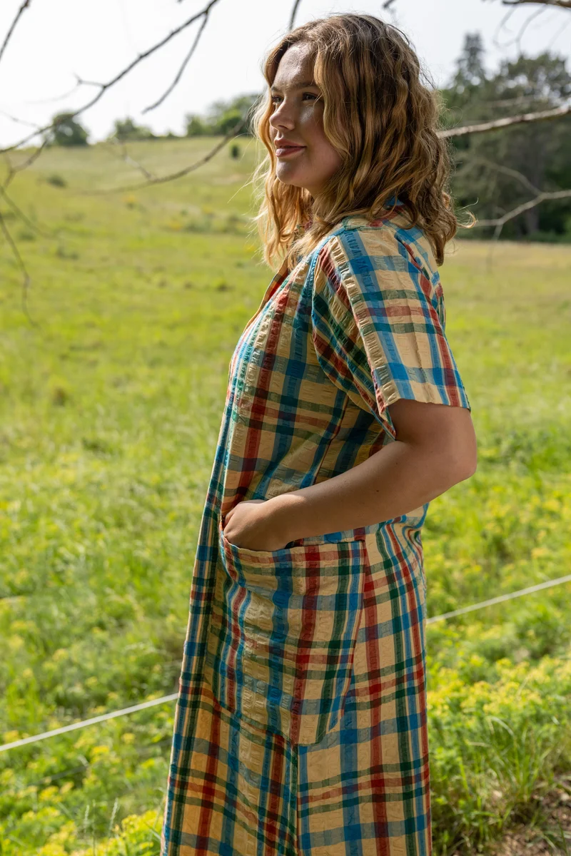 Danegardener Seersucker SS Dress Nougat CHECK