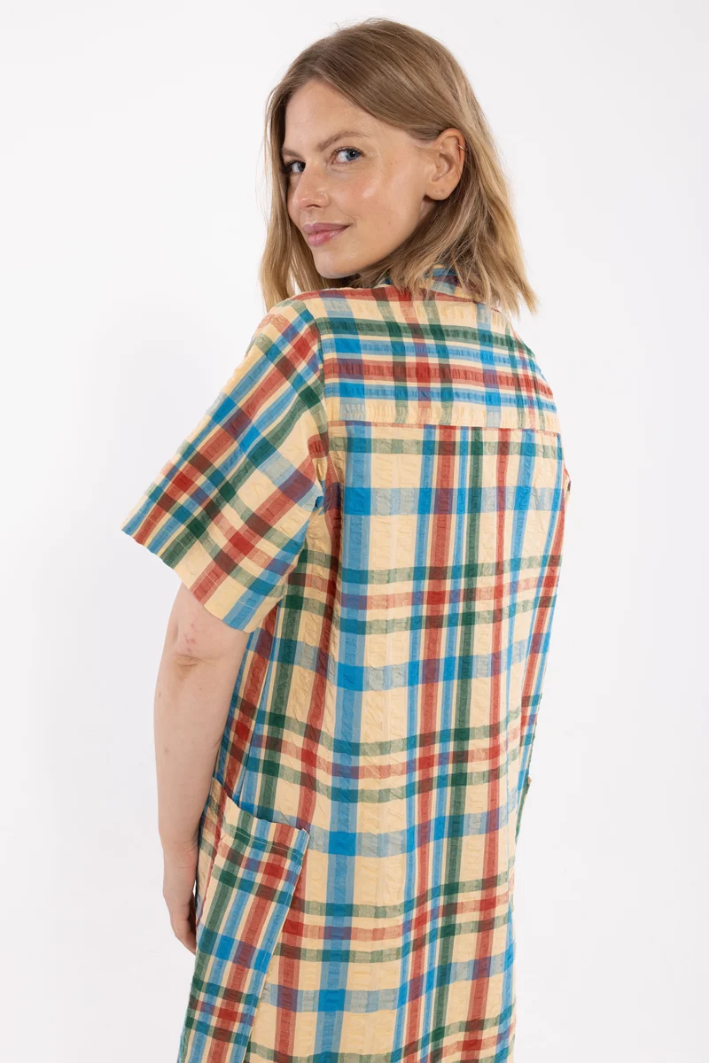 Danegardener Seersucker SS Dress Nougat CHECK