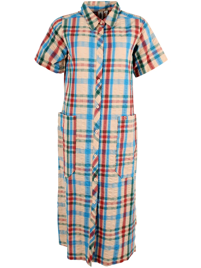 Danegardener Seersucker SS Dress Nougat CHECK